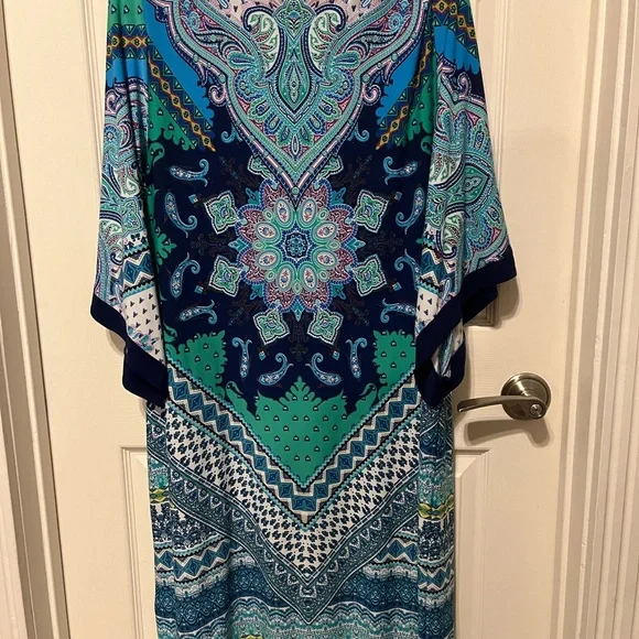 Sandra Darren Blue and Green Paisley Dress - Picture 3 of 3